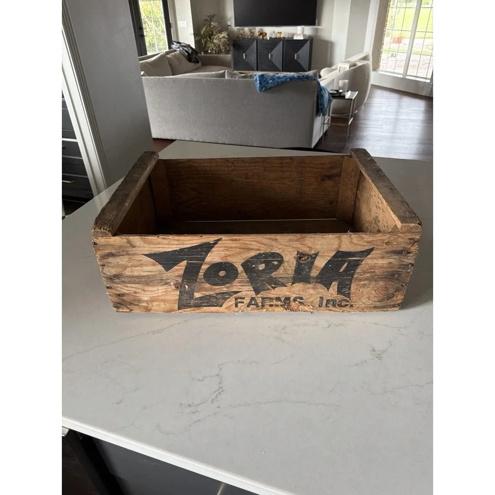 Zoria Farms Inc Wooden Produce Crate Box Rustic Farm‎ Decor 1993 CA